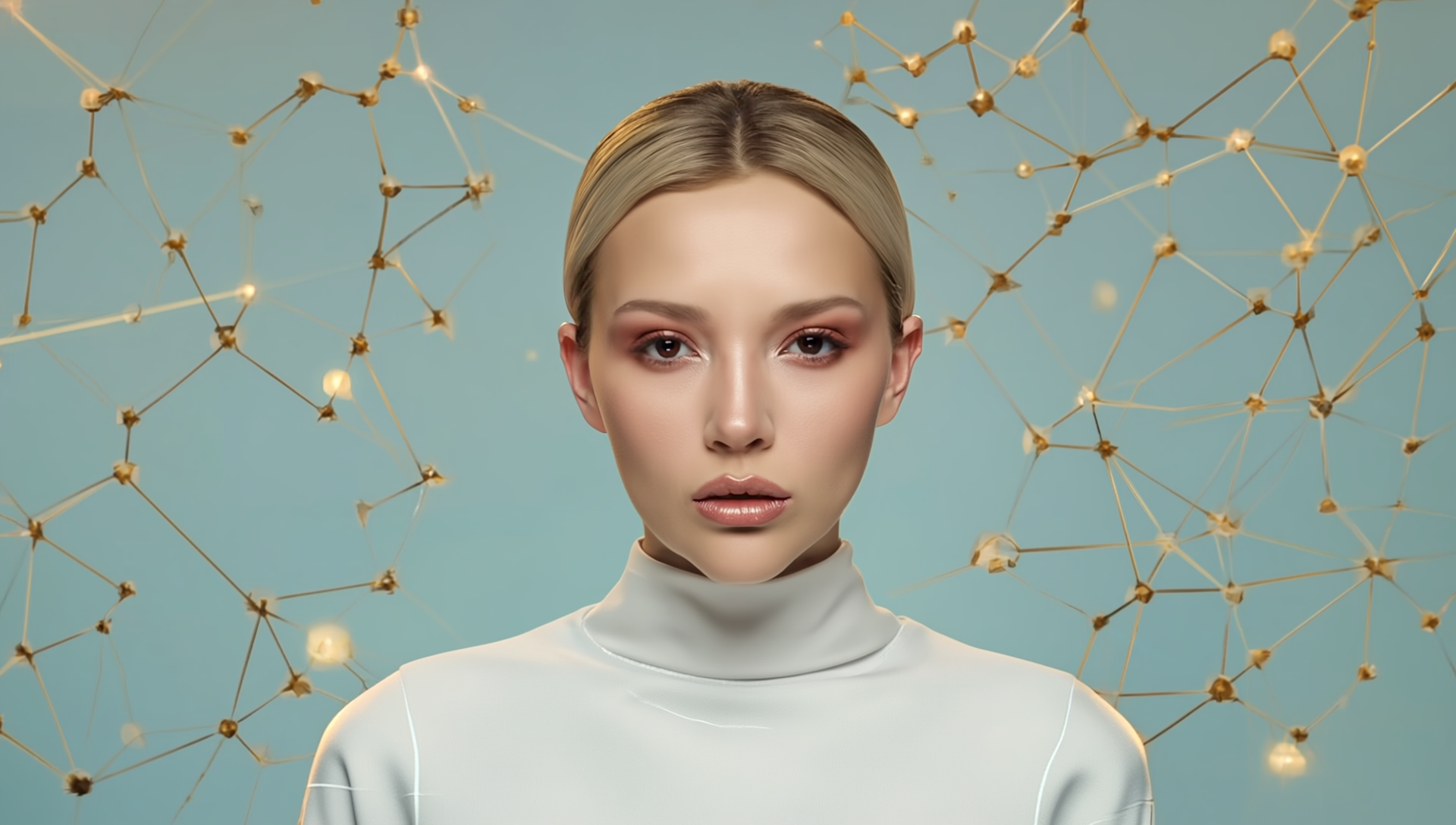 Editorial portrait visualizing the Enneagram of Unstable Grace — nine luminous arcs around a serene face symbolizing the beauty of the mind’s fragmentation and reintegration.